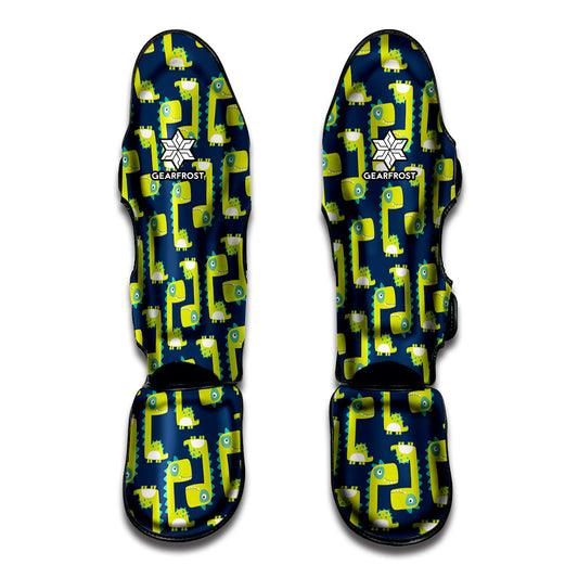 Little Green Dinosaur Pattern Print Muay Thai Shin Guard