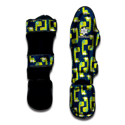 Little Green Dinosaur Pattern Print Muay Thai Shin Guard