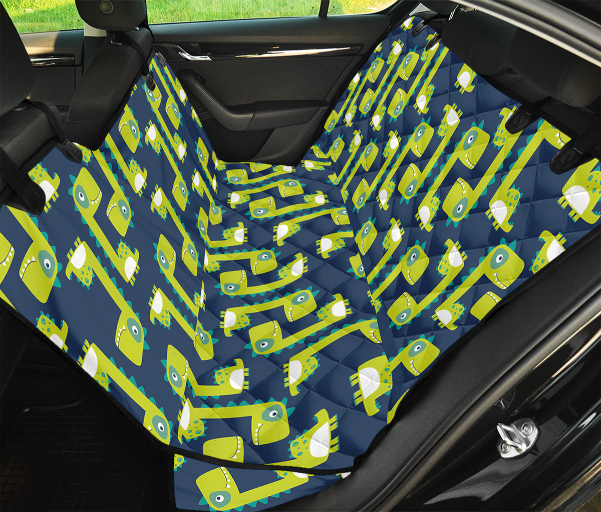 Little Green Dinosaur Pattern Print Pet Car Back Seat Cover