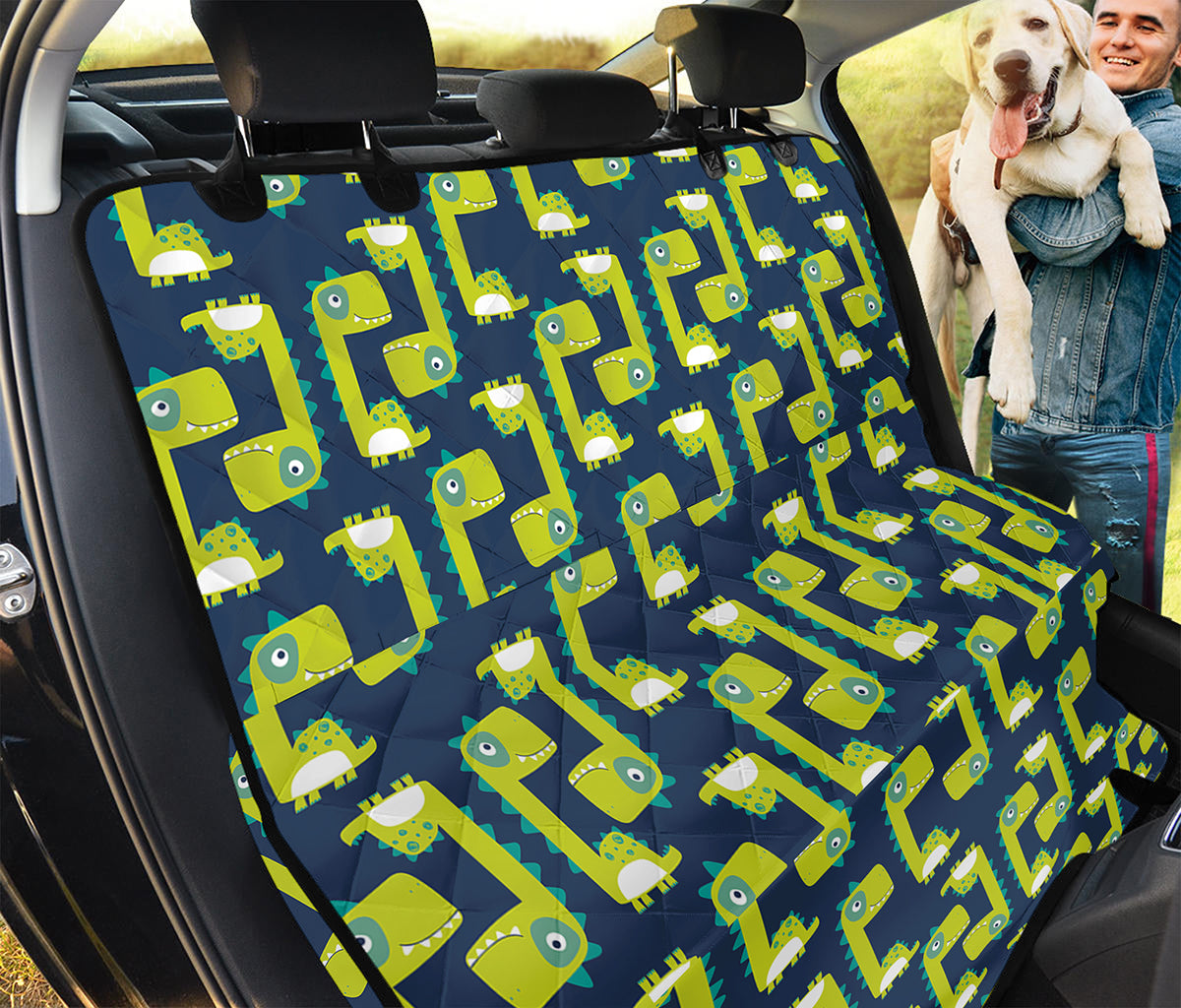 Little Green Dinosaur Pattern Print Pet Car Back Seat Cover