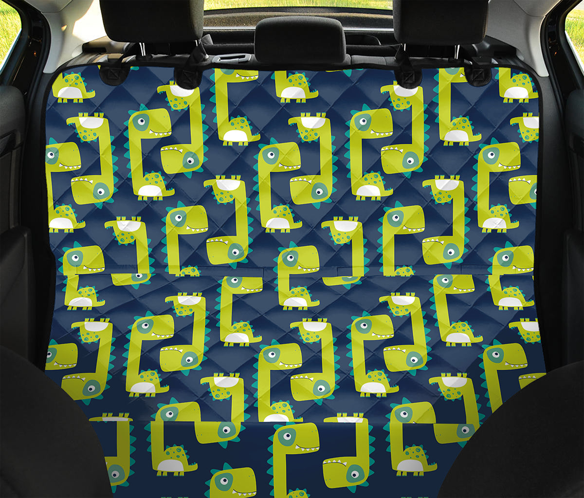 Little Green Dinosaur Pattern Print Pet Car Back Seat Cover