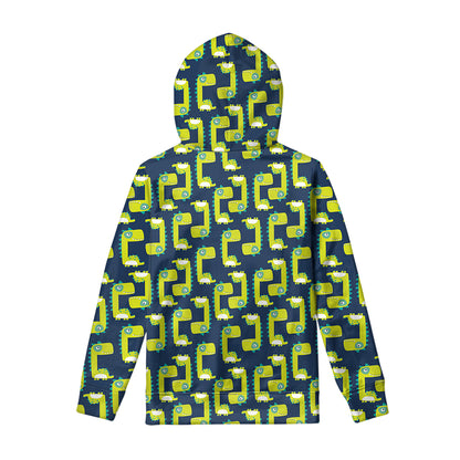 Little Green Dinosaur Pattern Print Pullover Hoodie