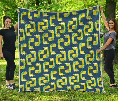 Little Green Dinosaur Pattern Print Quilt
