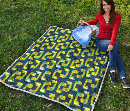 Little Green Dinosaur Pattern Print Quilt