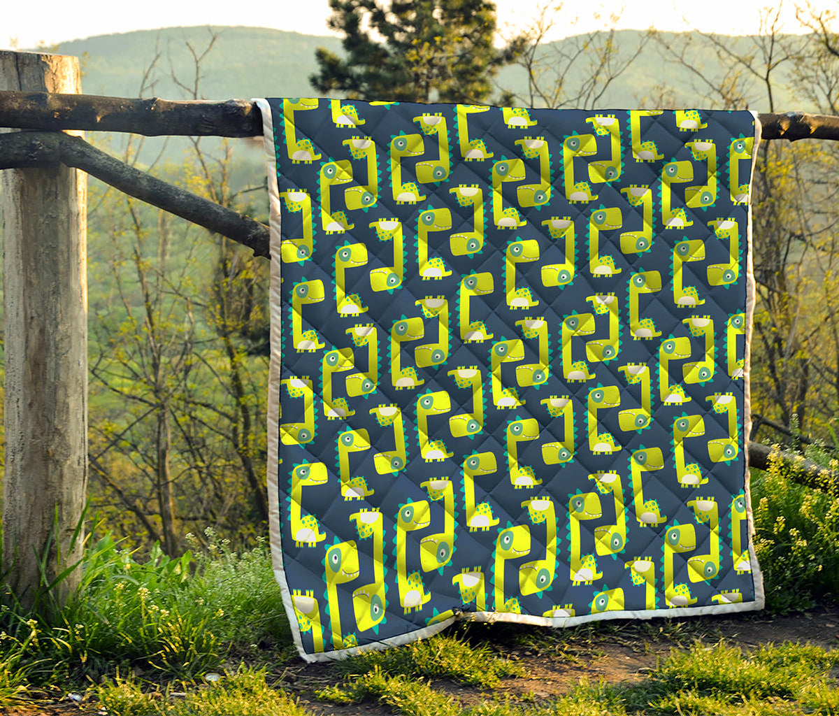 Little Green Dinosaur Pattern Print Quilt