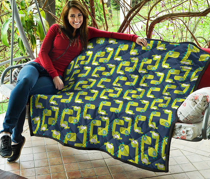 Little Green Dinosaur Pattern Print Quilt