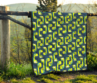 Little Green Dinosaur Pattern Print Quilt