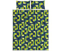Little Green Dinosaur Pattern Print Quilt Bed Set