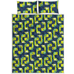 Little Green Dinosaur Pattern Print Quilt Bed Set