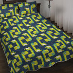 Little Green Dinosaur Pattern Print Quilt Bed Set