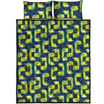 Little Green Dinosaur Pattern Print Quilt Bed Set