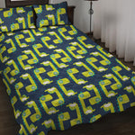 Little Green Dinosaur Pattern Print Quilt Bed Set