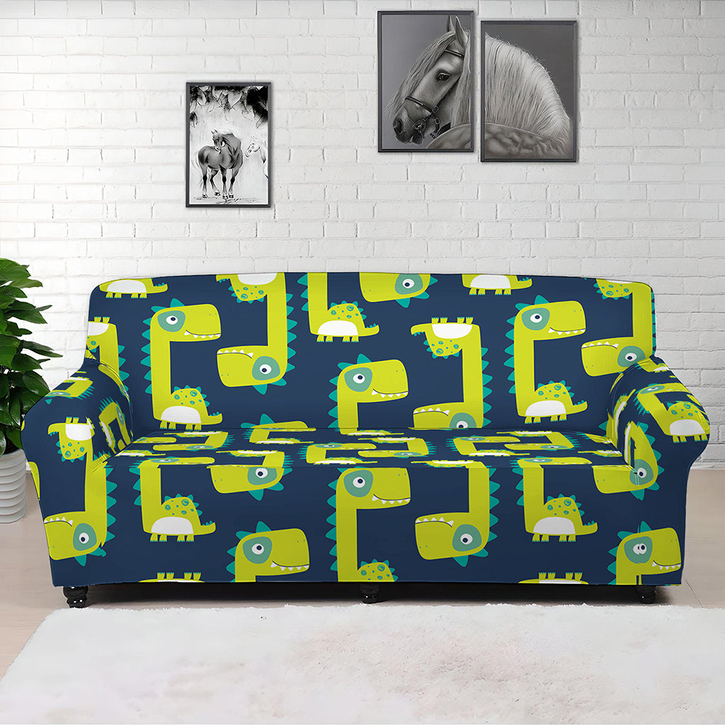 Little Green Dinosaur Pattern Print Sofa Cover
