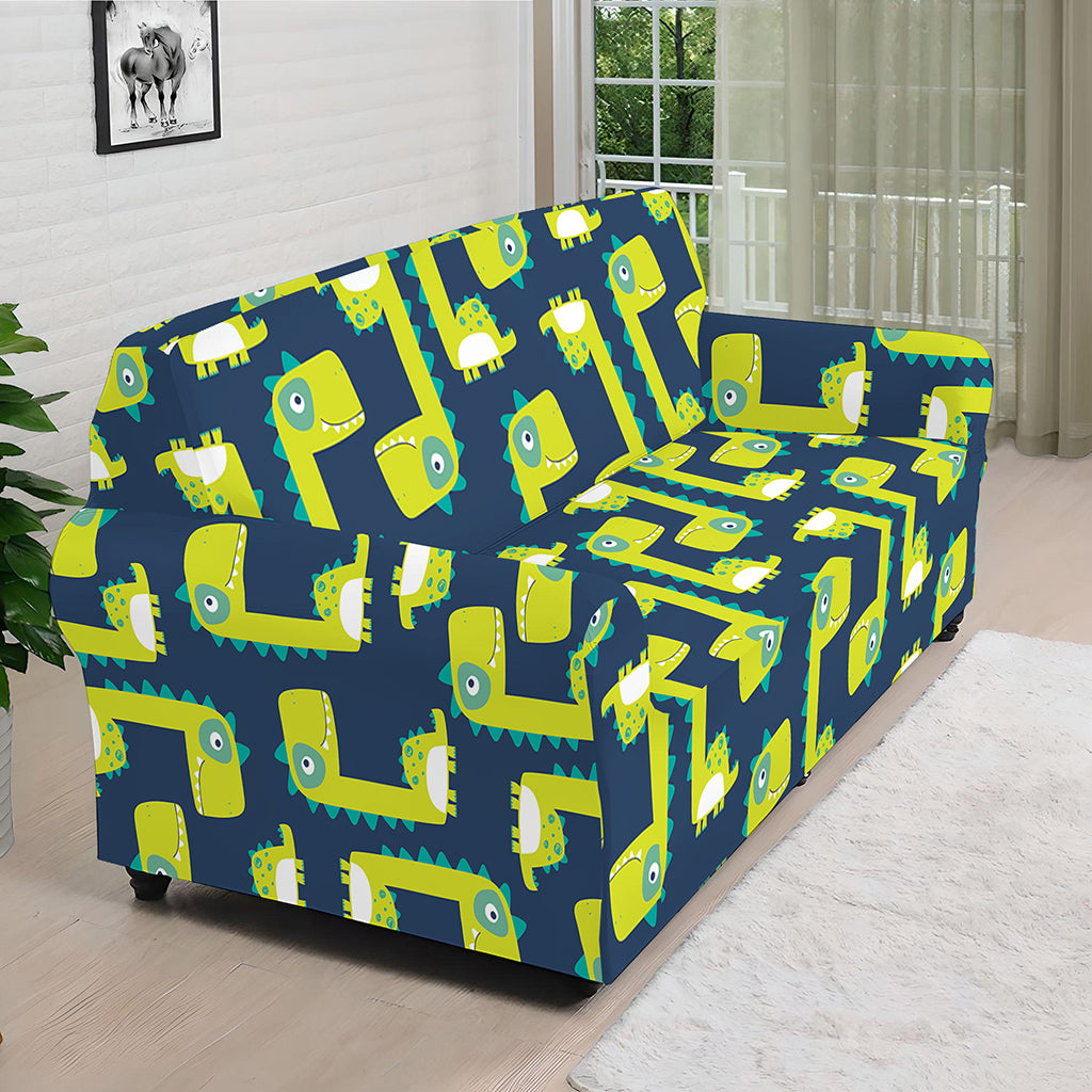 Little Green Dinosaur Pattern Print Sofa Cover