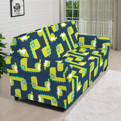 Little Green Dinosaur Pattern Print Sofa Cover