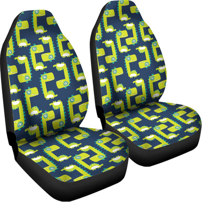Little Green Dinosaur Pattern Print Universal Fit Car Seat Covers