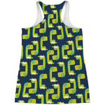 Little Green Dinosaur Pattern Print Women's Racerback Tank Top