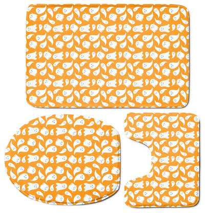 Little Halloween Ghost Pattern Print 3 Piece Bath Mat Set