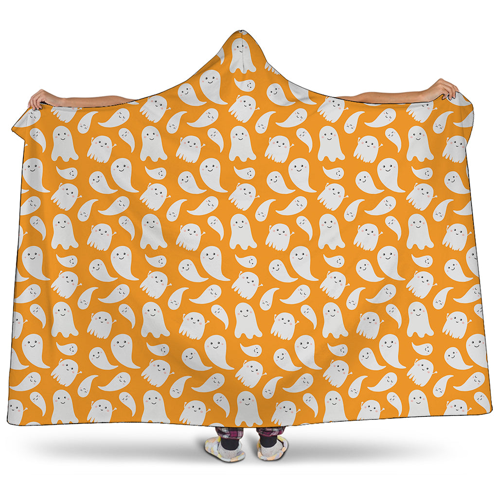 Little Halloween Ghost Pattern Print Hooded Blanket