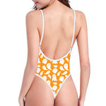 Little Halloween Ghost Pattern Print One Piece High Cut Swimsuit