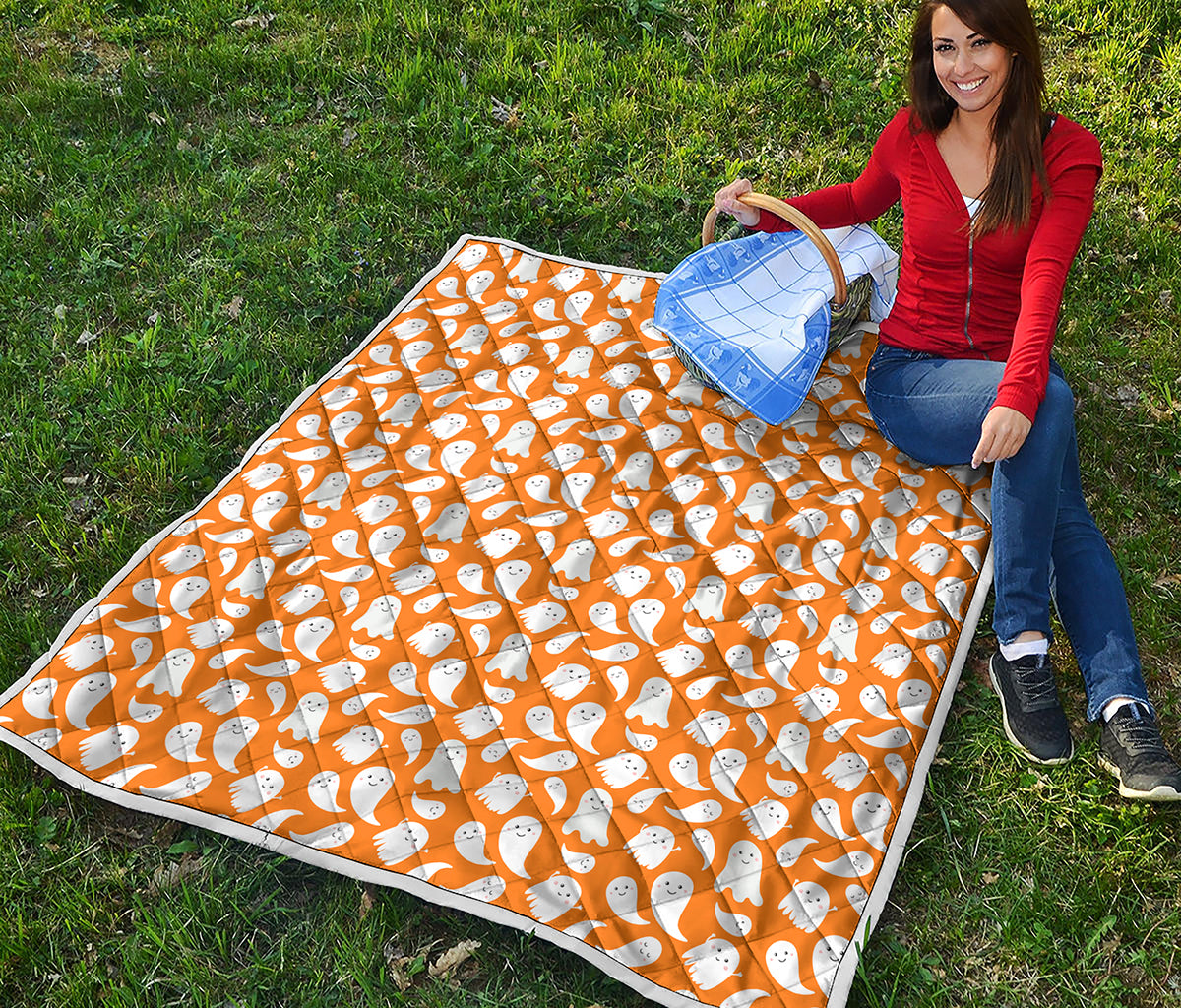 Little Halloween Ghost Pattern Print Quilt