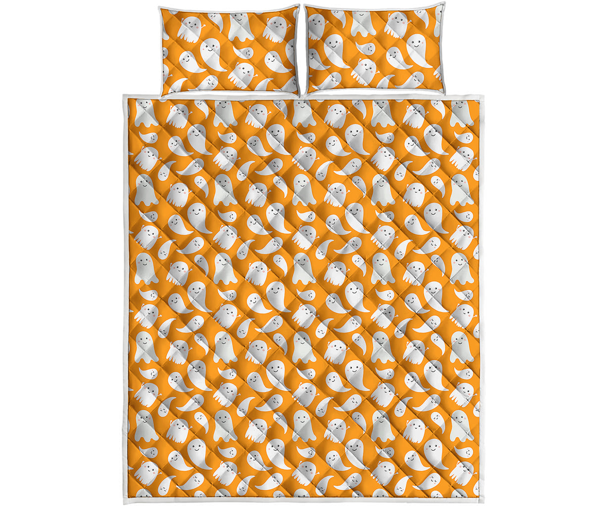 Little Halloween Ghost Pattern Print Quilt Bed Set