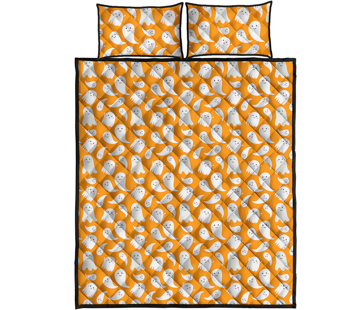 Little Halloween Ghost Pattern Print Quilt Bed Set