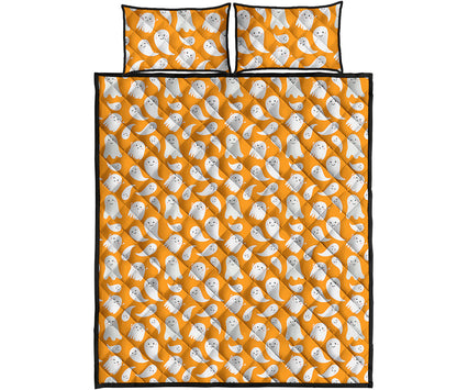 Little Halloween Ghost Pattern Print Quilt Bed Set