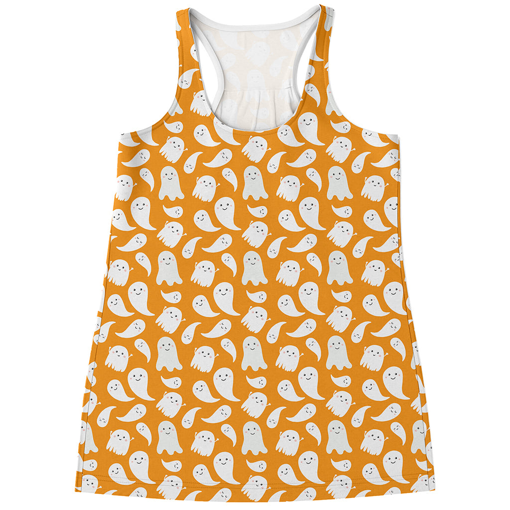 Little Halloween Ghost Pattern Print Women's Racerback Tank Top