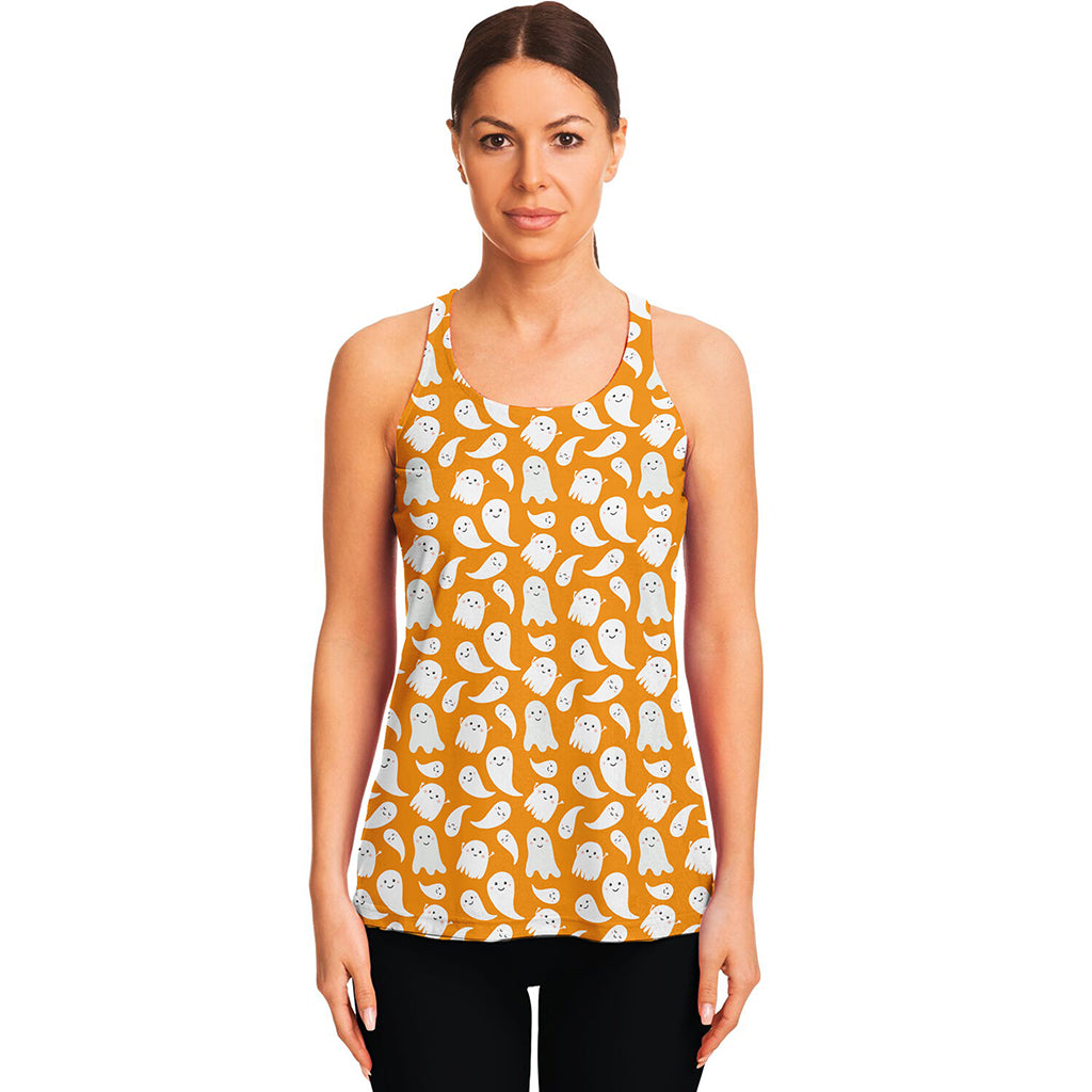 Little Halloween Ghost Pattern Print Women's Racerback Tank Top