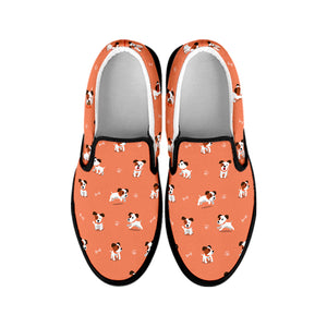 Little Jack Russell Terrier Print Black Slip On Shoes