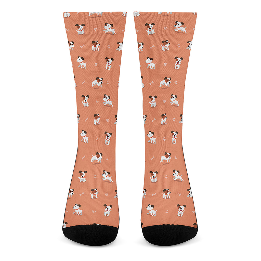 Little Jack Russell Terrier Print Crew Socks