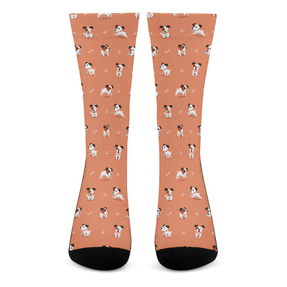 Little Jack Russell Terrier Print Crew Socks
