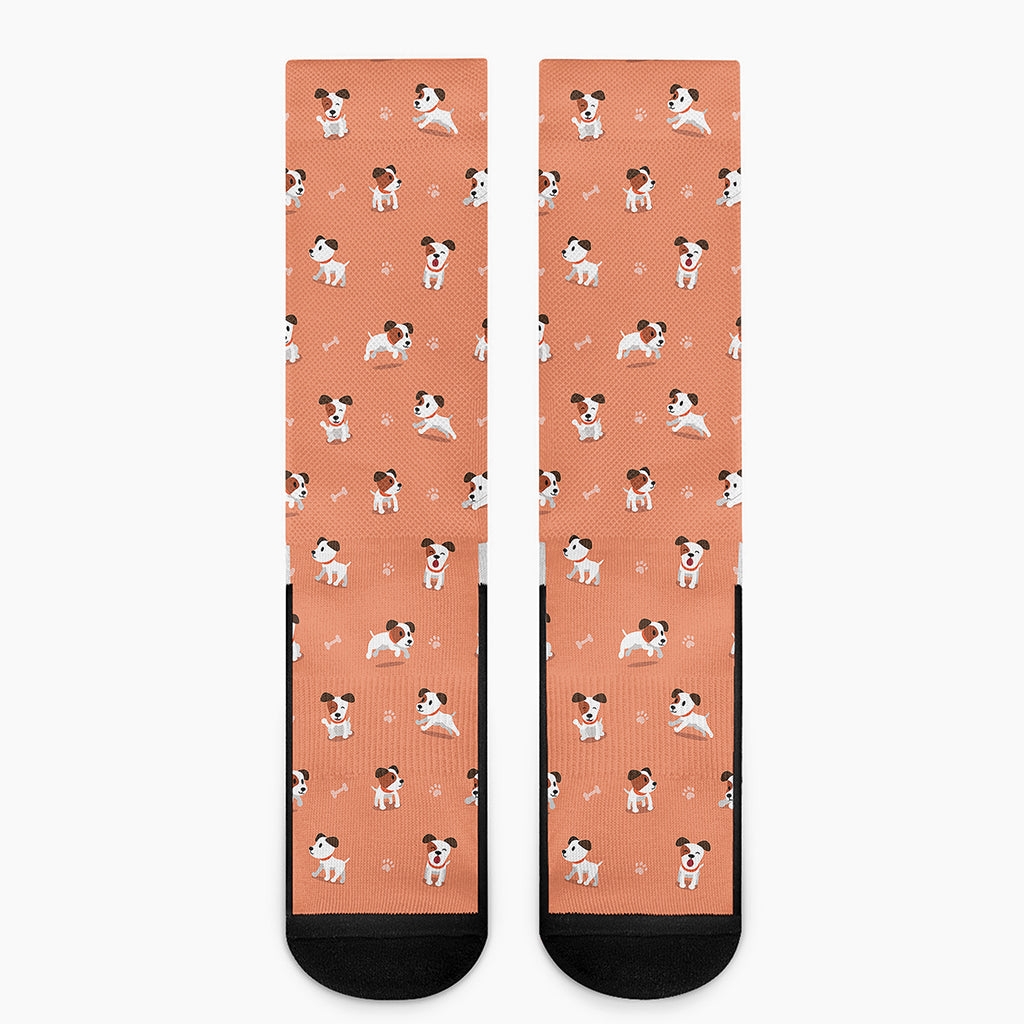 Little Jack Russell Terrier Print Crew Socks