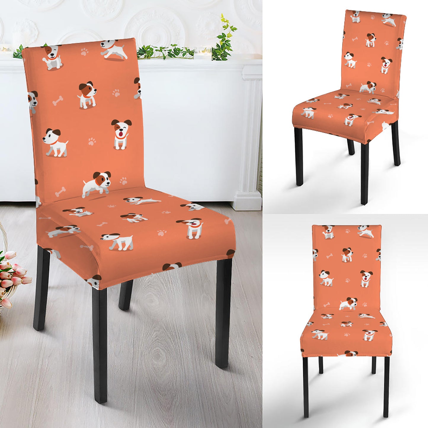 Little Jack Russell Terrier Print Dining Chair Slipcover