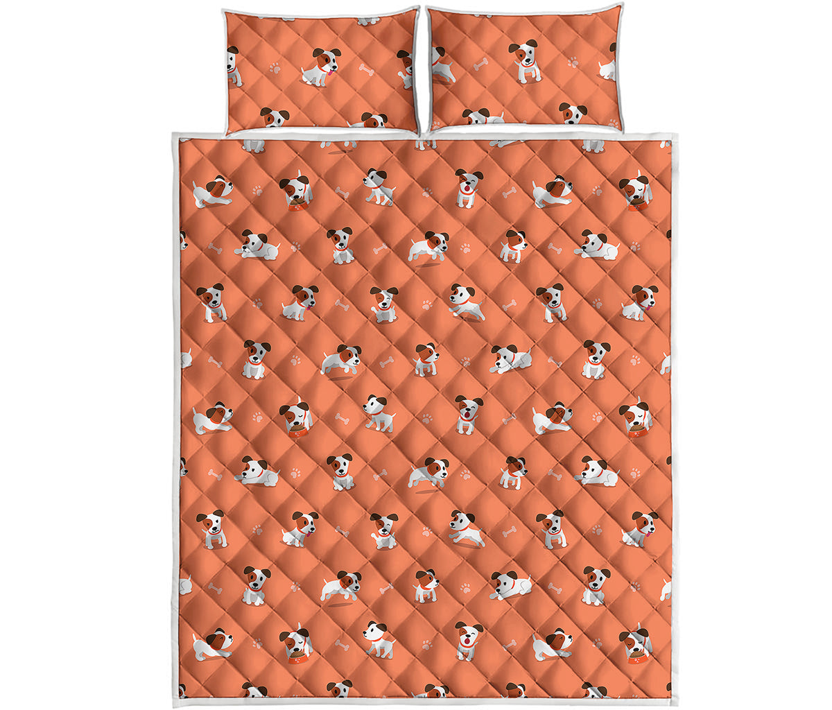 Little Jack Russell Terrier Print Quilt Bed Set