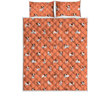 Little Jack Russell Terrier Print Quilt Bed Set