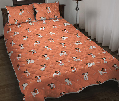 Little Jack Russell Terrier Print Quilt Bed Set
