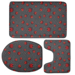 Little Ladybird Pattern Print 3 Piece Bath Mat Set