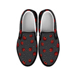 Little Ladybird Pattern Print Black Slip On Shoes