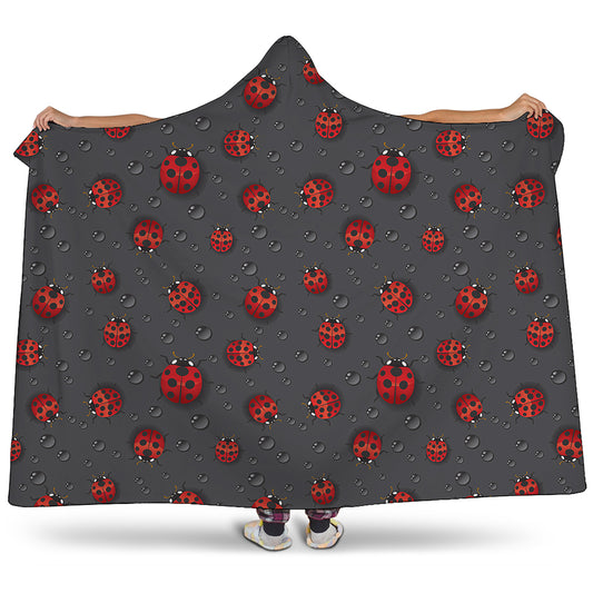 Little Ladybird Pattern Print Hooded Blanket