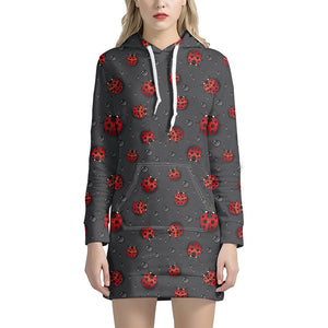 Little Ladybird Pattern Print Hoodie Dress