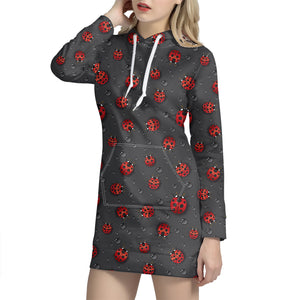 Little Ladybird Pattern Print Hoodie Dress