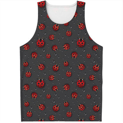 Little Ladybird Pattern Print Men's Tank Top