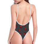 Little Ladybird Pattern Print One Piece High Cut Swimsuit