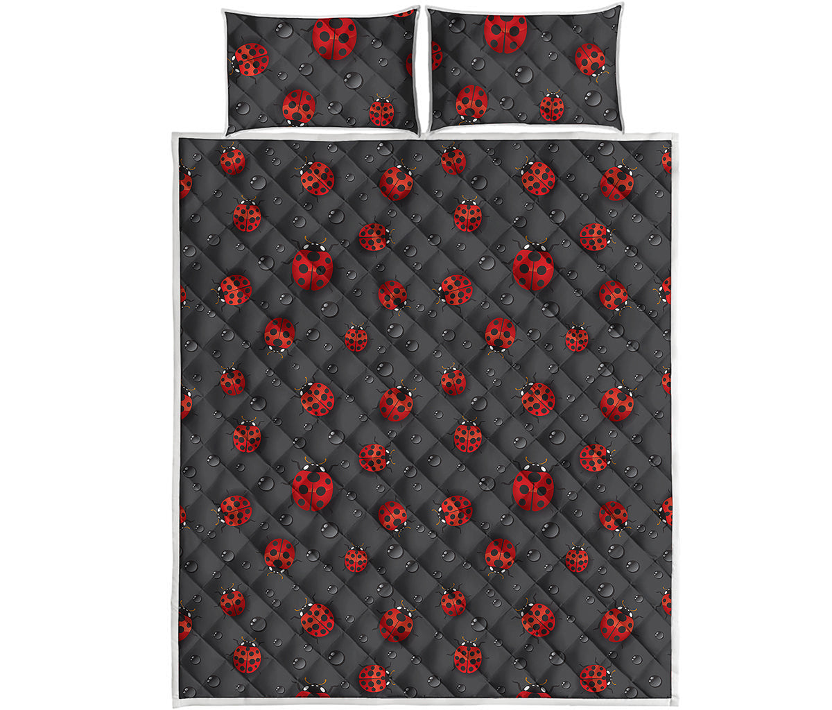 Little Ladybird Pattern Print Quilt Bed Set
