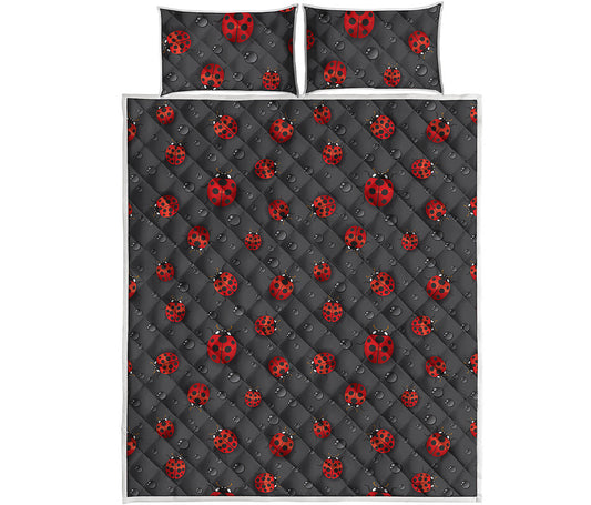 Little Ladybird Pattern Print Quilt Bed Set