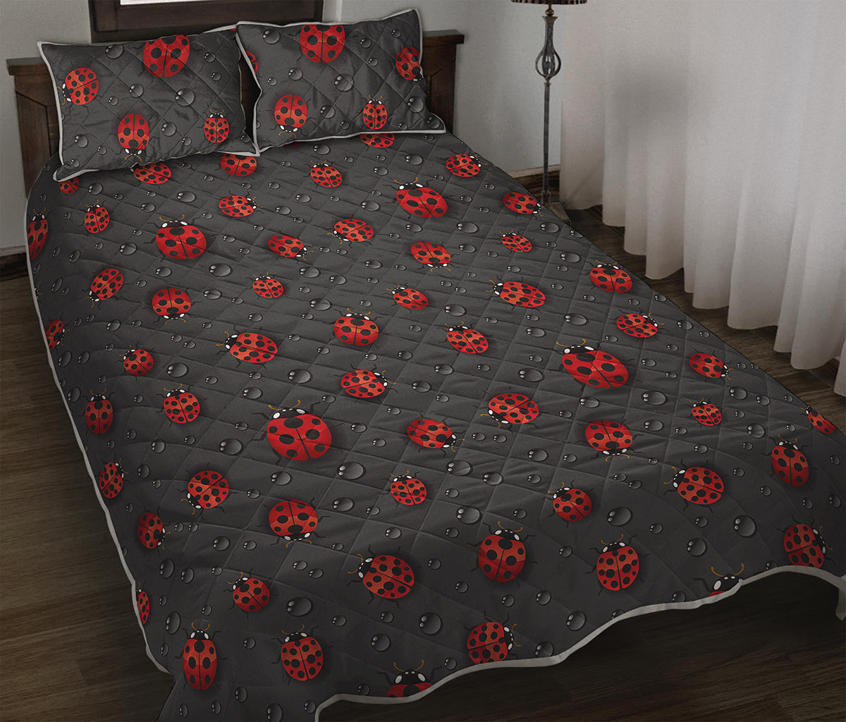 Little Ladybird Pattern Print Quilt Bed Set