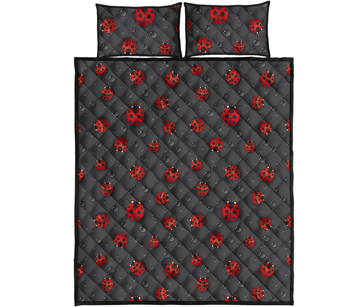 Little Ladybird Pattern Print Quilt Bed Set