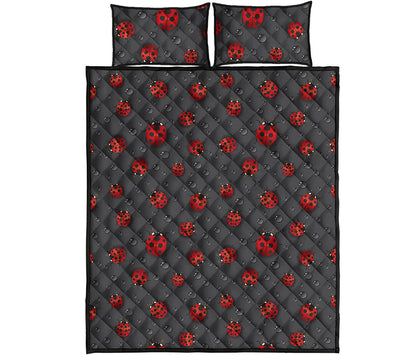 Little Ladybird Pattern Print Quilt Bed Set